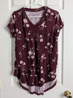 Latched Mama - Burgundy Floral Shirt